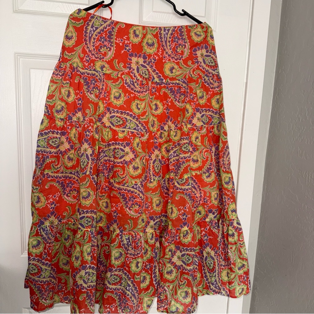 Ralph Lauren Red Paisley A-Line Skirt
